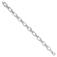 Load image into Gallery viewer, Sterling Silver Rhodium-plated Polished and Textured Link Bracelet
