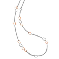 Load image into Gallery viewer, Sterling Silver RH/Rose-plat Scratch-finish 2-Chain Necklace
