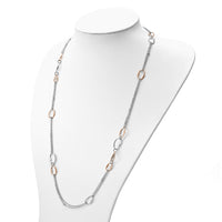 Load image into Gallery viewer, Sterling Silver RH/Rose-plat Scratch-finish 2-Chain Necklace
