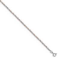 Load image into Gallery viewer, Sterling Silver Rose flash-plated D/C w/1in ext. Anklet
