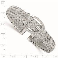 Load image into Gallery viewer, Sterling Silver CZ Woven Flexible Cuff Bangle
