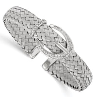 Load image into Gallery viewer, Sterling Silver CZ Woven Flexible Cuff Bangle
