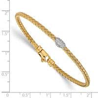 Load image into Gallery viewer, Sterling Silver Gold-tone CZ Woven Bracelet
