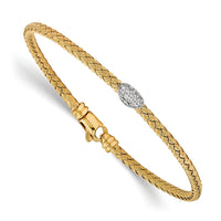 Load image into Gallery viewer, Sterling Silver Gold-tone CZ Woven Bracelet

