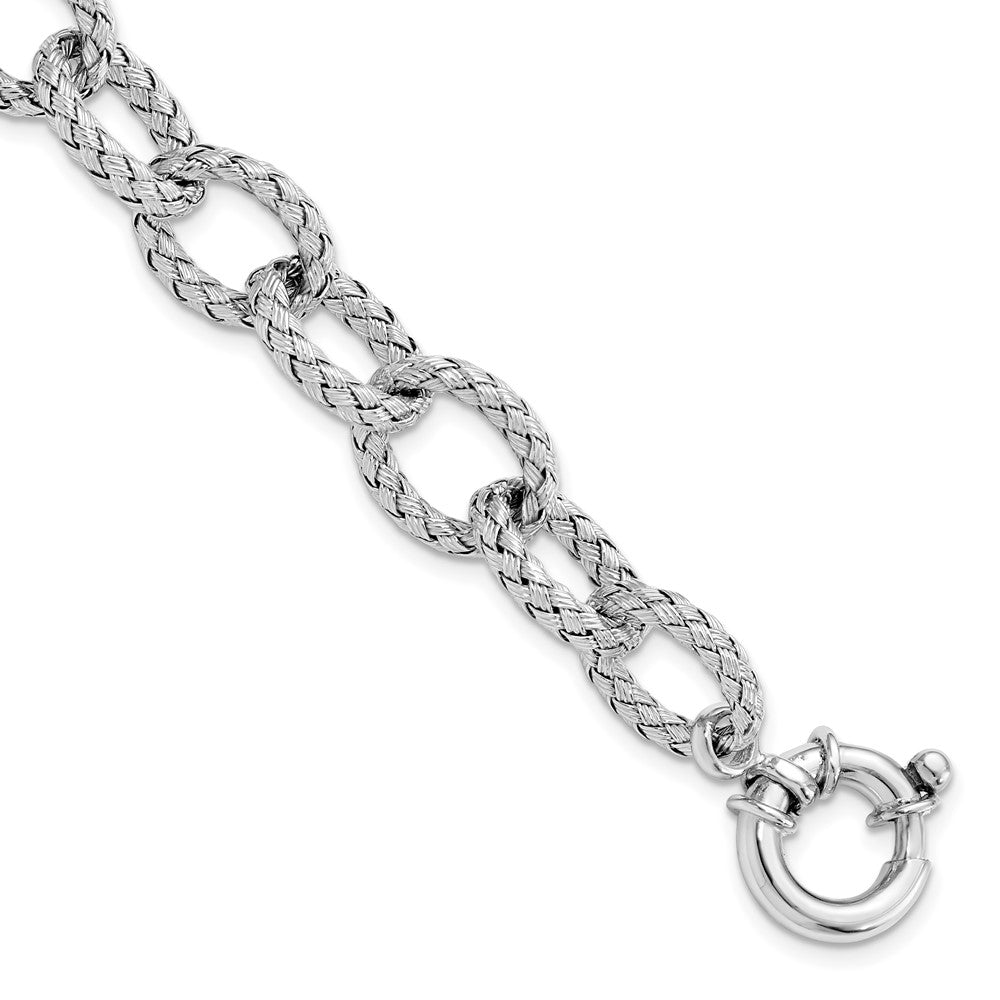 Sterling Silver RH-plated Woven Link Bracelet