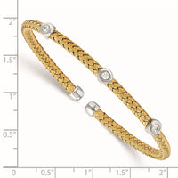 Load image into Gallery viewer, Sterling Silver Rhodium-plated Gold-plated CZ Woven Flexible Cuff
