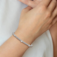 Load image into Gallery viewer, Sterling Silver Rhodium-plated CZ Woven Flexible Cuff
