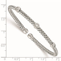 Load image into Gallery viewer, Sterling Silver Rhodium-plated CZ Woven Flexible Cuff
