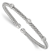 Load image into Gallery viewer, Sterling Silver Rhodium-plated CZ Woven Flexible Cuff
