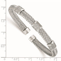Load image into Gallery viewer, Sterling Silver Rhodium-plated CZ Woven Flexible Cuff
