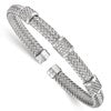 Sterling Silver Rhodium-plated CZ Woven Flexible Cuff