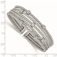Load image into Gallery viewer, Sterling Silver Rhodium-plated CZ Woven Flexible Cuff

