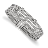 Load image into Gallery viewer, Sterling Silver Rhodium-plated CZ Woven Flexible Cuff
