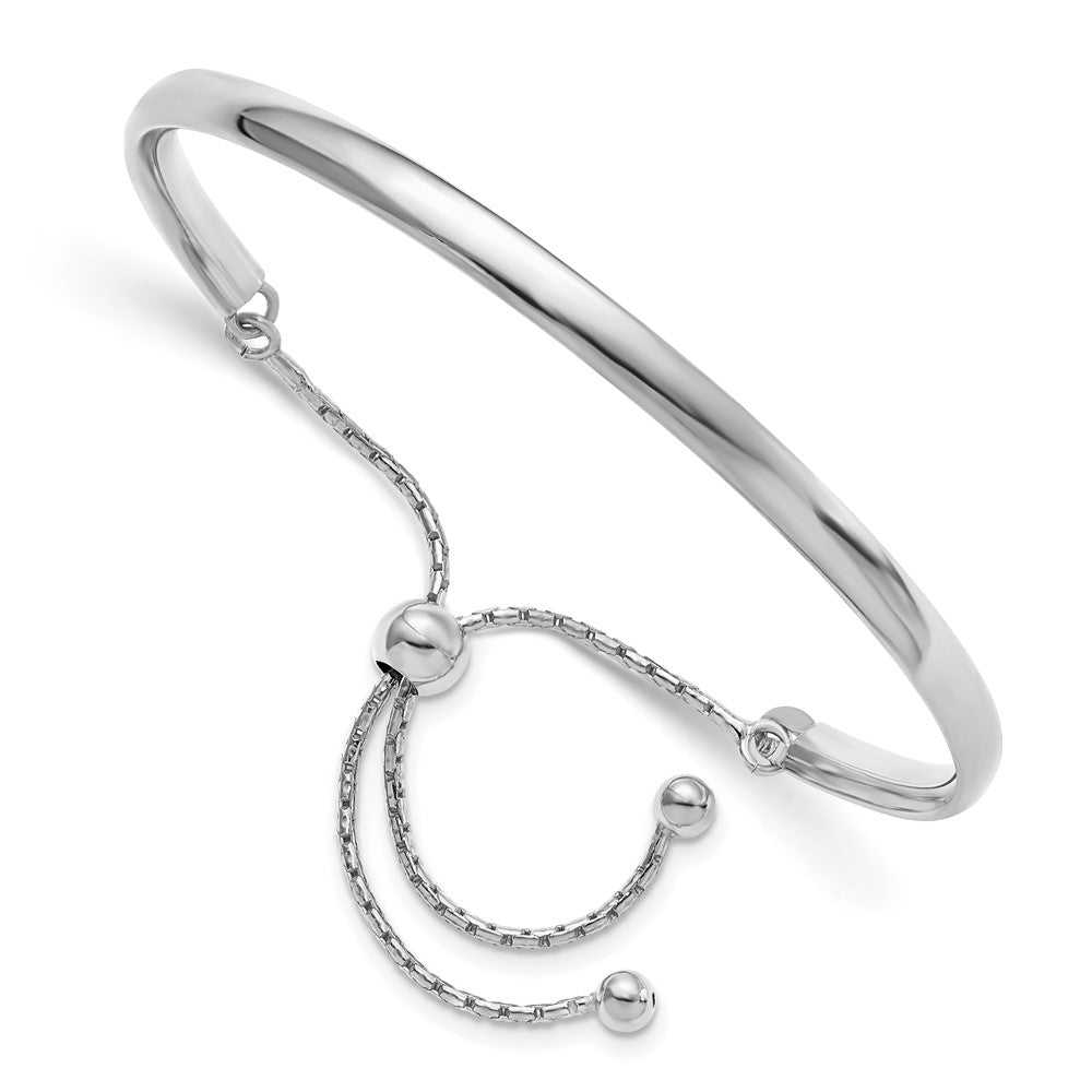 Sterling Silver RH-plated Polished Adjustable Bangle