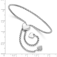 Load image into Gallery viewer, Sterling Silver RH-plated Round Rectangle Box Heart Adj. Bracelet
