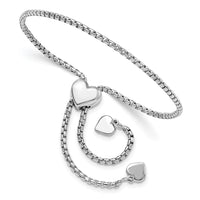 Load image into Gallery viewer, Sterling Silver RH-plated Round Rectangle Box Heart Adj. Bracelet
