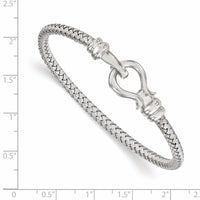 Load image into Gallery viewer, Sterling Silver Hook Rhodium-plated Bangle
