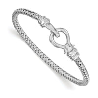 Load image into Gallery viewer, Sterling Silver Hook Rhodium-plated Bangle
