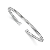 Load image into Gallery viewer, Sterling Silver RH-plated Polished Woven Cuff Bangle
