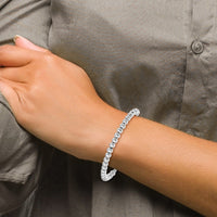 Load image into Gallery viewer, Sterling Silver RH-plated Polished Beaded Adjustable Bracelet
