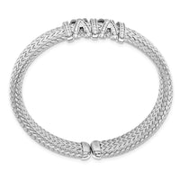 Load image into Gallery viewer, Sterling Silver RH-plated CZ Woven Cuff

