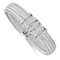 Load image into Gallery viewer, Sterling Silver RH-plated CZ Woven Cuff
