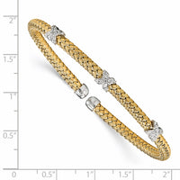 Load image into Gallery viewer, Sterling Silver Rhodium-plated and Gold-plated CZ Woven Cuff
