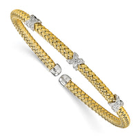 Load image into Gallery viewer, Sterling Silver Rhodium-plated and Gold-plated CZ Woven Cuff
