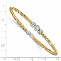 Load image into Gallery viewer, Sterling Silver Rhodium-plated and Gold-plated CZ Woven Cuff
