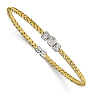 Load image into Gallery viewer, Sterling Silver Rhodium-plated and Gold-plated CZ Woven Cuff
