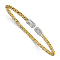 Load image into Gallery viewer, Sterling Silver Rhodium-plated and Gold-plated CZ Woven Cuff
