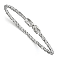 Load image into Gallery viewer, Sterling Silver Rhodium-plated CZ Woven Cuff
