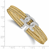 Load image into Gallery viewer, Sterling Silver Rhodium-plated and Gold-plated CZ Woven Cuff
