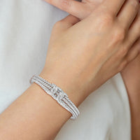 Load image into Gallery viewer, Sterling Silver Rhodium-plated CZ Woven Cuff

