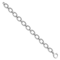 Load image into Gallery viewer, Sterling Silver Rhodium-plated CZ Woven Link Bracelet
