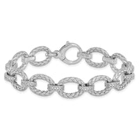 Load image into Gallery viewer, Sterling Silver Rhodium-plated CZ Woven Link Bracelet
