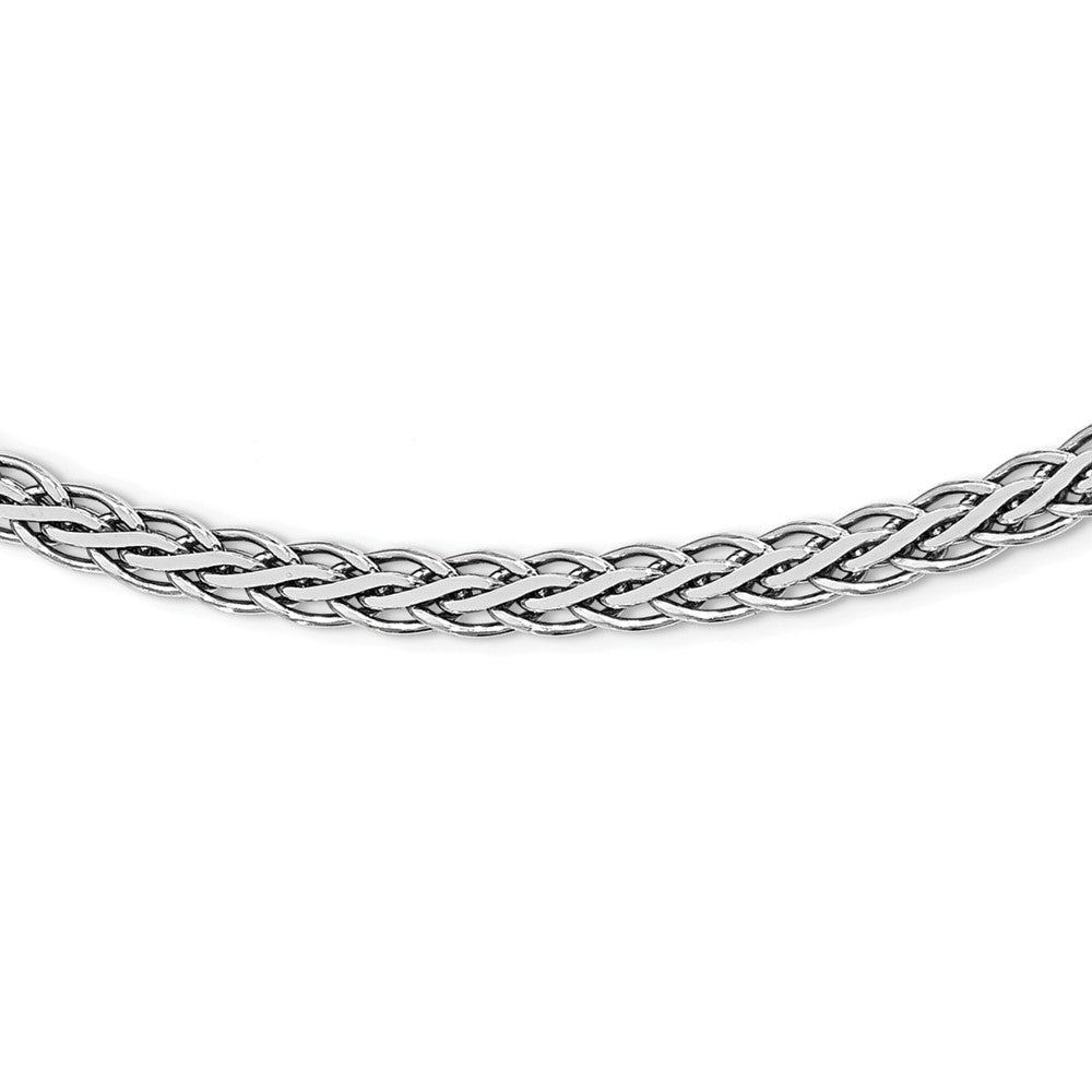 Sterling Silver RH-plated Flat D/C Spiga Necklace