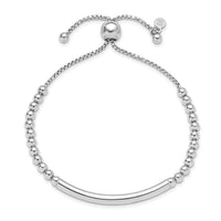 Load image into Gallery viewer, Sterling Silver RH-plated Polished Beaded Adjustable Bracelet
