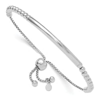 Load image into Gallery viewer, Sterling Silver RH-plated Polished Beaded Adjustable Bracelet
