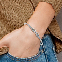 Load image into Gallery viewer, Sterling Silver &amp; Rhodium Textured Infinity Cuff Bangle

