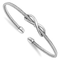 Load image into Gallery viewer, Sterling Silver &amp; Rhodium Textured Infinity Cuff Bangle
