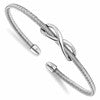 Sterling Silver & Rhodium Textured Infinity Cuff Bangle
