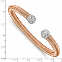 Load image into Gallery viewer, Sterling Silver Rose Rhodium CZ Textured Cuff Bangle
