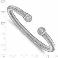 Load image into Gallery viewer, Sterling Silver &amp; Rhodium CZ Textured Cuff Bangle
