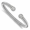 Sterling Silver & Rhodium CZ Textured Cuff Bangle