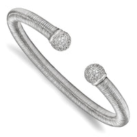 Load image into Gallery viewer, Sterling Silver &amp; Rhodium CZ Textured Cuff Bangle
