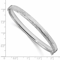 Load image into Gallery viewer, Sterling Silver RH-plated Polished &amp; Textured Bangle

