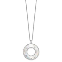Load image into Gallery viewer, Sterling Silver RH-plated MOP Circle Pendant Necklace
