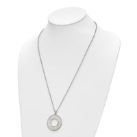 Load image into Gallery viewer, Sterling Silver RH-plated MOP Circle Pendant Necklace
