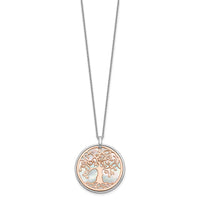 Load image into Gallery viewer, Sterling Silver &amp; Rose-tone MOP Tree of Life w/1in ext. Necklace
